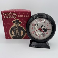 Vintage HOPALONG CASSIDY ALARM CLOCK & ORIGINAL BOX Circa 1950s Works (Video) picture