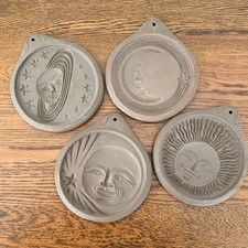Vtg Cookie Mold Press Hartstone Pottery Sun Moon Star Saturn Celestial Full Set4 picture