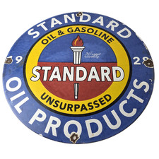 Vintage Standard Oil Company Sign - Gas Motor Oil Pump Plate Porcelain Sign picture