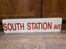 Vintage Boston South Station Ave Street Sign MBTA Railroad Transit History Hub picture