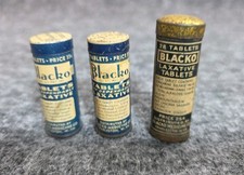 3 Vtg Advertising Medicine Tin Blacko Laxative Tablets Charleston WV EMPTY picture