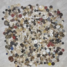 VTG Antique Lot Sewing Buttons Metal Wood Plastic Mix Sizes Styles, Colors 2lbs picture