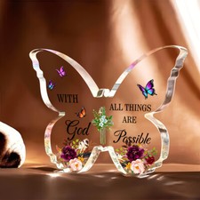 1 PC Inspirational Butterfly Prayer Acrylic Plaque Perfect Gift picture