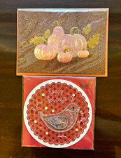 Papyrus Thanksgiving & Christmas Greeting Cards Glitter Embellished - Lot of 2 picture