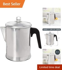 Durable 9-Cup Aluminum Coffee Percolator - Perfect for Home & Camping picture