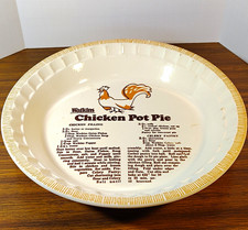 Watkins Vintage 6295 Ceramic 9in Round Pie Dish Rooster Recipe Oven Safe picture