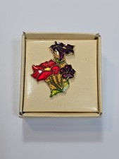 Petunias Flower Lapel Pin Vintage By Russ  picture