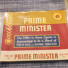 Prime Minister 6¢ Penn Cigar Co Johnstown PA Antique Cigar Label Lot Of 40 picture