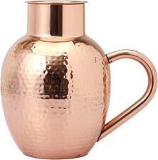 Copper Pitcher with BOWL PREMIUM, Pure HEAVY GAUGE Copper Handcrafted Hammered J picture
