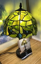Ashland Halloween 2026 Hallowed Halls Stained Glass Spiderweb Lamp NEW  picture