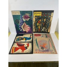 Vintage Feb-May 1961 Poland Illustrated Magazine Art Print Lot of 4 MCM Folk Art picture