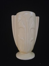 Mid Century Modern Vase w Embossed Flower Design Yellow. Nice picture