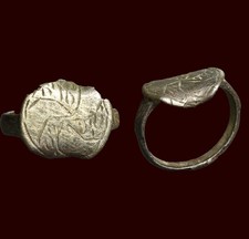 Ancient Norse Viking / Early Medieval Silver Signet Ring Artifact Antiquity wCOA picture