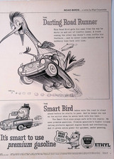 1956 Ethyl Corporation Road Birds Cartoons Premium Gasoline Print Ad LIFE Jan 16 picture