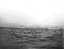 ANTIQUE GLASS PLATE PHOTO NEGATIVE - 1899 - USN NORTH ATLANTIC SQUADRON picture