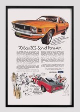 1970 Ford Mustang Boss 302 Son of Trans-Am Vintage Ad Poster Racing Wall Art picture