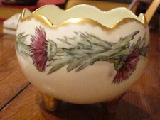 ANTIQUE HAND PAINTED PORCELAIN ROUND BOWL GOLD TRIM 5