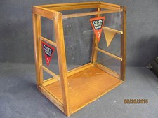 Antique Tom's Toasted Peanuts Wood Glass Store Sales Display POS picture