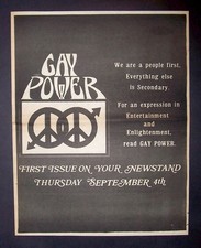 Gay Power Newspaper Magazine (Ad For 1st Issue) 1969 Poster Type Ad, Advert picture