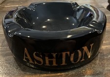 Vintage Ashton Cigar Company Black Ceramic Ashtray With Gold Accents size L picture
