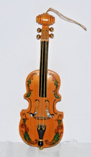 Vtg San Francisco Music Box Co Wooden Violin Cello Christmas Ornament Working picture
