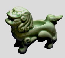 Foo Dog Candle Holder-Celadon Jade Green VNT MCM Asian Good Luck Tea Light picture
