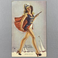 Vintage Zoe Mozert Risque Pin Up Mutoscope Card Navy Sailor Girl Petty Officer picture