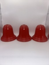 Vintage Red Plastic Decorative Bells Set of 3 Christmas Craft Light Decor picture