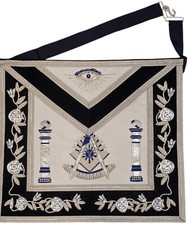 MASONIC PAST MASTER MASON 100% LAMBSKIN APRON HANDMADE BULLION EMBROIDERED APRON picture