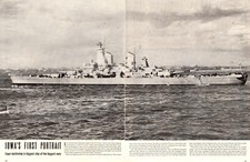 1944 WW2 prinr photo U.S.S. IOWA First portrait of Super Battleship 111724 picture