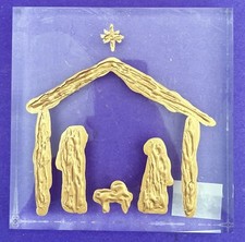 Acrylic Nativity Scene Christmas Tabletop Plaque 6” SALE picture