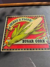 Antique 1890s Olney & Floyd Sugar Corn Label Framed Advertising Original picture