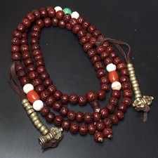 Gandhanra Antique Tibetan 108 Rudraksha Mala Prayer Beads Necklace Rosary Beads picture