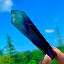 89G Natural Beautiful Colour Fluorite Crystal Gem Single End Magic Wand Healing picture