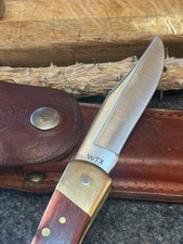 WESTERN WTX KNIFE USA LOCKBACK FOLDING HUNTER TEXAS RANGERS WITH SHEATH USA MADE picture
