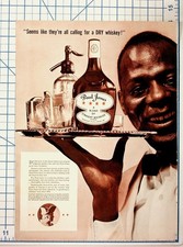 Vintage 1940s Paul Jones Whiskey Ad African American Waiter Dry Blend picture