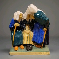 Henriot Quimper Pottery Les Commeres The Three Gossips Statue Figurine Vintage  picture