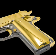 Pair of Luxury 24K Gold 1911 PISTOL GRIPS Full Size - 38 / 45 Commander - COLT picture