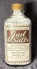 Vintage Apothecary Bottle Jad Brand Salts Medicinal Pharmacy Bottle w/ salt 6