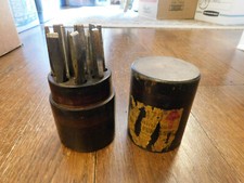 Vtg Antique Rare Goodell Pratt Precise Punch 12 pc Set in Wooden Cylinder Case picture