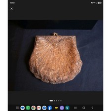 vintage La Regale gold beaded clamshell evening bag picture