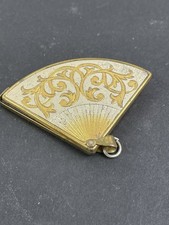 Vintage Elegance Fan Shaped Compact Mirror Charm Keychain MCM picture