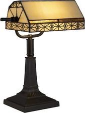 Lavish Home Tiffany-Style Bankers Lamp- Mission-Style For Parts Or Repair picture