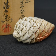 Japanese Vintage Handcrafted Ceramic Shell-Shaped Object with Wood Box picture