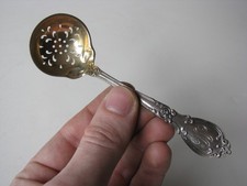 Pierced Sugar Sifter Spoon Lenox Pattern Gorham Sterling Silver Gold Wash w/Mono picture