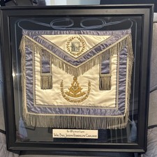 1920's Masonic Memorial Apron Joseph Randolph Coolidge Hand Made Framed RARE  picture