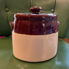 McCoy Brown & White Ceramic & Porcelain Canister with Lid, 1-Piece, USA picture