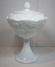 Indiana Glass Colony Candy Dish Lid White Milk Glass Pedestal 10 Inches Wedding picture