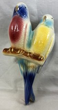 VINTAGE PAIR OF PARAKEETS LOVE BIRDS ON A BRANCH 7