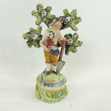 Antique 19 C Staffordshire Pearlware Bocage Figurine Gardener by Walton picture